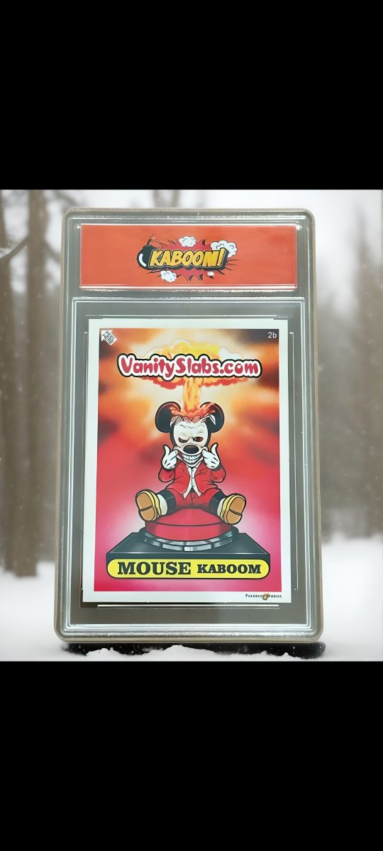 vanity_slabs's tweet image. Dive into the Collector's Universe with Mouse Kaboom!Our Limited Edition Sticker Card is a masterpiece housed in a sleek Vanity Slab Holder. Elevate your collection game with this exclusive gem! #MouseKaboom #CollectorStickerCard #LimitedEdition #VanitySlabHolder #CollectorsDream