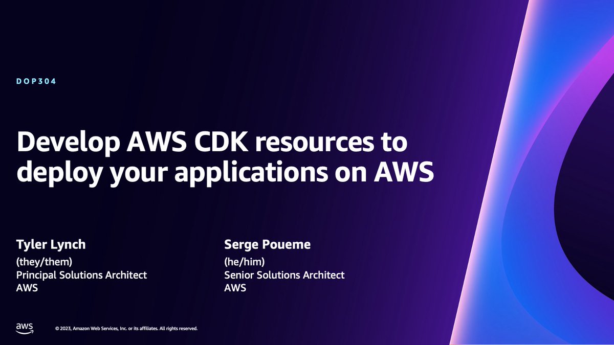 Interested in learning how to build & deploy applications using infrastructure as code with the #AWS Cloud Development Kit (AWS #CDK)? Come learn with Tyler & Serge how to build, maintain, & operate your own constructs in DOP304 at #AWSreInvent: go.aws/3Gd59iM