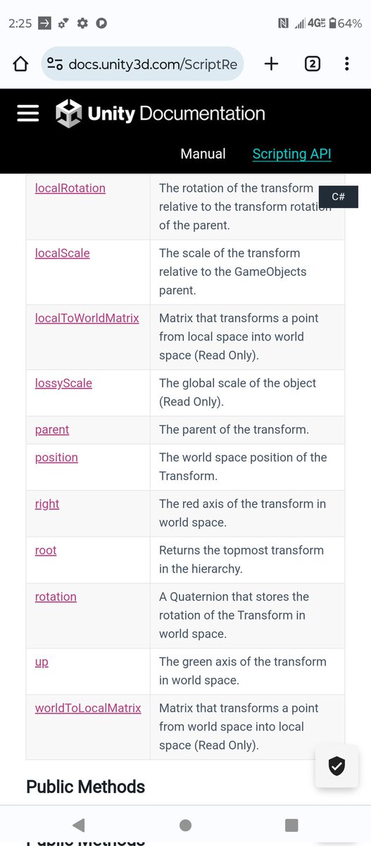 WallyOwi30's tweet image. Unity transform documentation : wanted to see the full list of standards for the space shooter 🛸
docs.unity3d.com/ScriptReferenc…
#unitygamedev #unitygamedevelopers #portlandgamedev