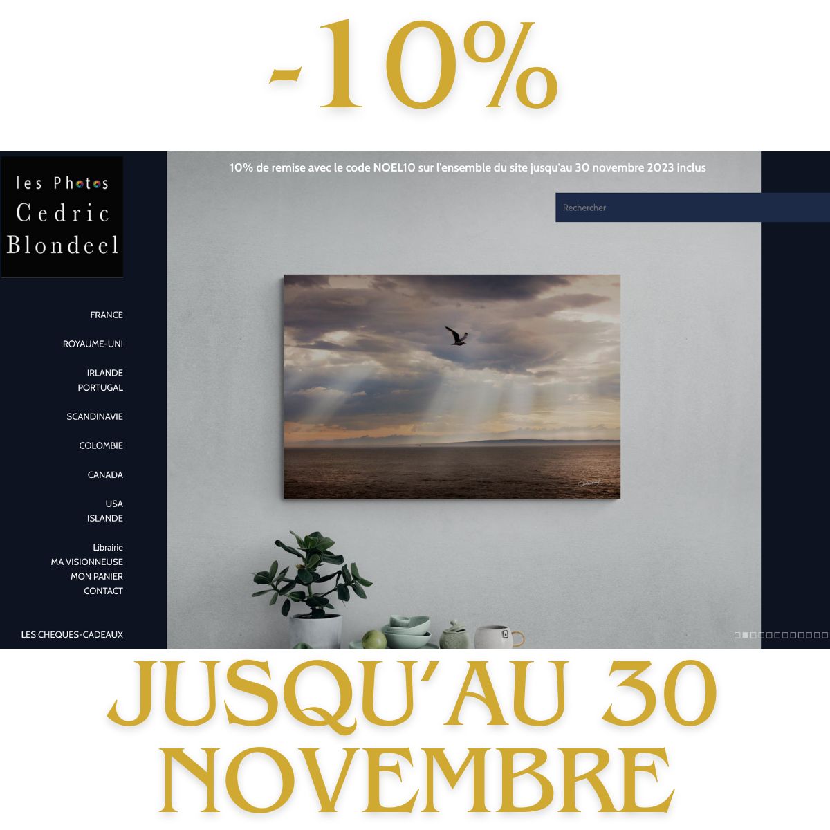 Jusqu'au 30 novembre, profitez d'une #remise exceptionnelle de 10% sur l'ensemble de mon site #photo avec le #code NOEL10. Offre valable sur les commandes en ligne uniquement. #noel #nantes #cadeau
.