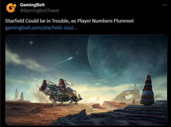 SYACVG's tweet photo. Starfield reached its highest player count at 330,723 in August which has now dipped into the 20.000s. Note that these only include Steam numbers and not Xbox/Game Pass. It's also completely normal for players to drop a single player game. https://t.co/PZ5pJ9tnu7