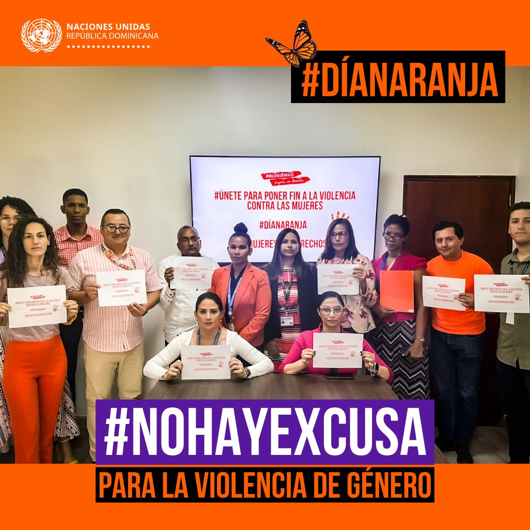 ONU_RD's tweet photo. Hoy nos vestimos de naranja en Naciones Unidas, para dar inicio a los #16DíasDeActivismo contra la violencia de género, en honor a las Hermanas Mirabal y a todas las niñas y mujeres que han sido víctimas de cualquier tipo de violencia.

#NoHayExcusa para la violencia de género. https://t.co/X3F27yyhXY