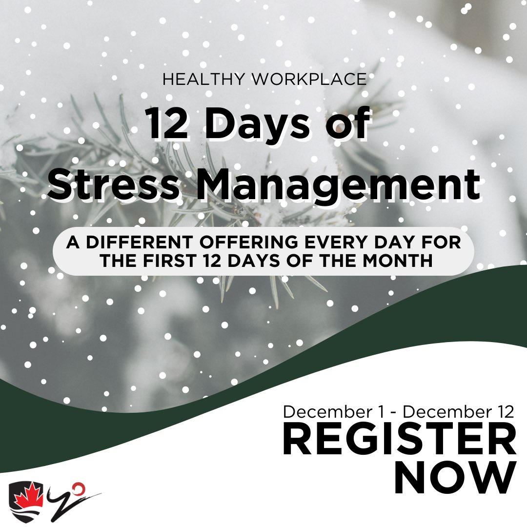HWP is putting the spotlight on stress with the 12 Days of Stress Management – a series dedicated to providing support to the Carleton’s faculty and staff community with a different offering everyday for the first 12 days of the month. ❄️📣 REGISTER HERE:
carleton.ca/healthy-workpl…