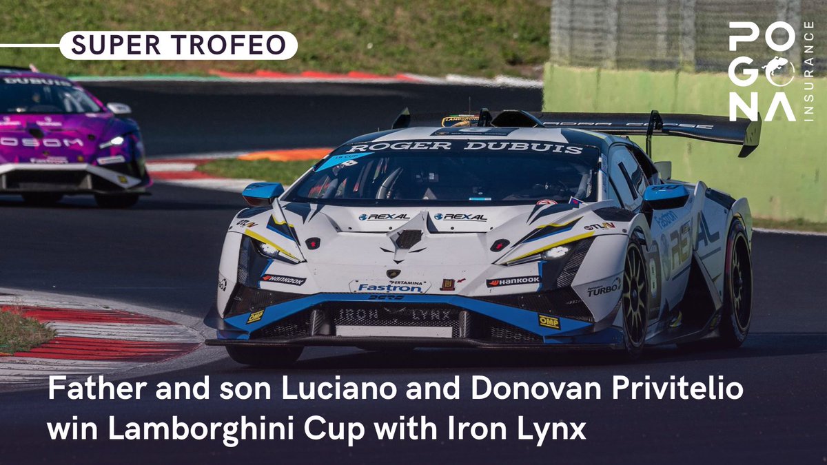 Father-and-son duo Luciano and Donovan Privitelio earned themselves the Lamborghini Cup title in the Lamborghini #SuperTrofeo Europe. The Iron Lynx drivers scored three victories, another five podiums and six pole positions in 2023 to clinch the championship at Vallelunga.