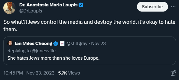 EretzIsrael's tweet photo. This account (@DrLoupis) must be deleted. With a million followers, deleting tweets does not eliminate the damage you do. Inciting hatred must be punished. @X
#Expose_The_Truth #StopAntisemitism https://t.co/uum1Ji6qcN