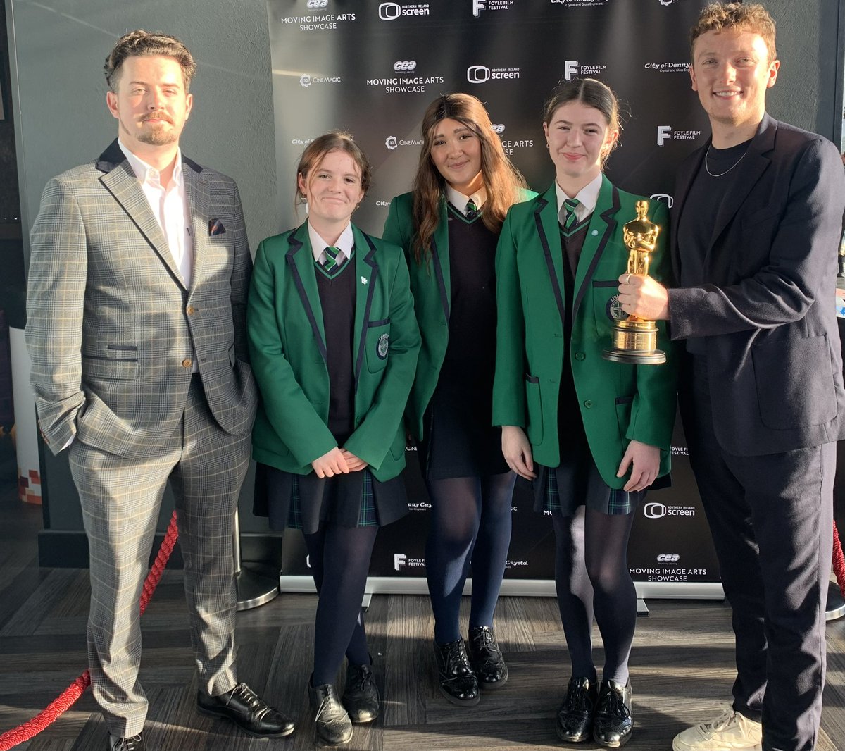 ArtDesignDept1's tweet photo. Big congratulations to Shannon Doyle for receiving CCEA A-level Moving Image Arts top pupil.
Lismore’s MIA pupils &amp; teachers were invited to attend with Shannon and her family the CCEA film showcase in the Odyssey to view all award-winning film work. @lismorecollege https://t.co/weHAl5tMep
