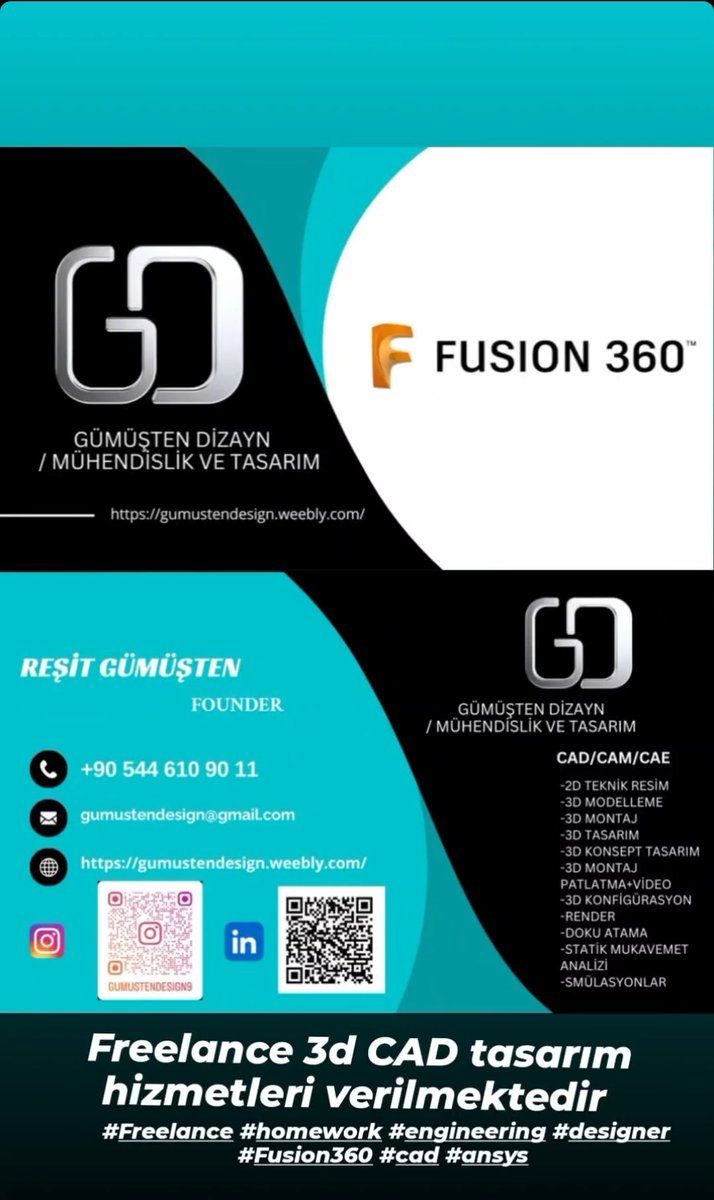 Autodesk fusion360 yazılımı ile CAD tasarım hizmetleri sunulmaktadır. #freelance #fusion360 #designservice #designer #productdesigner #manufacture #designengineer #engineer #analysis #ansys