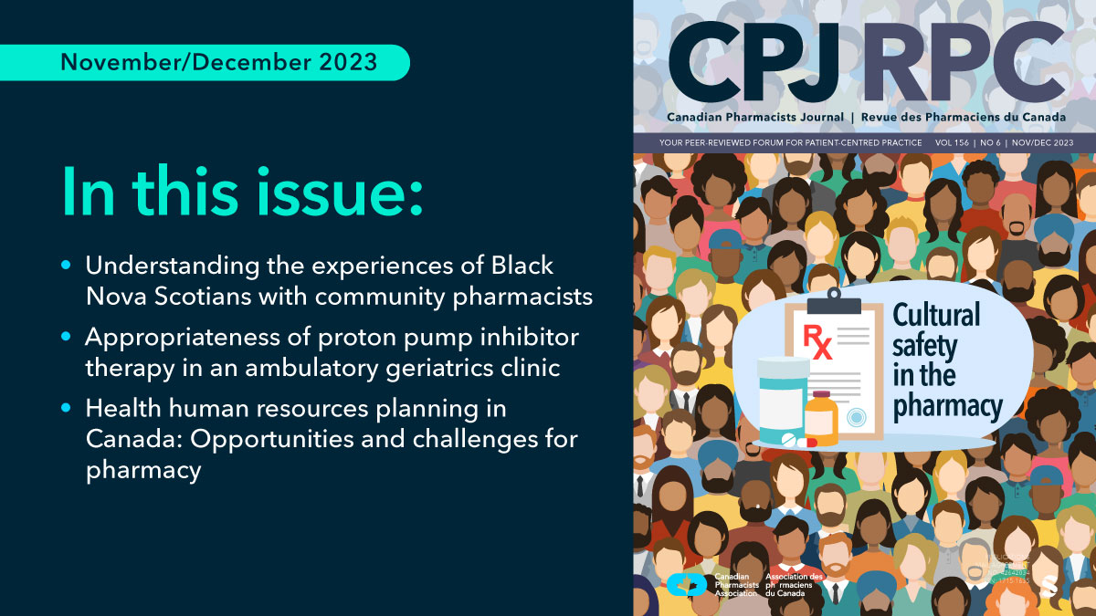 The November/December issue of @CPJ_RPC is out now! There are lots of good reads, including original research, practice tools and an editorial exploring cultural safety in #pharmacy. ➡️ ow.ly/RL2S50Qau1T