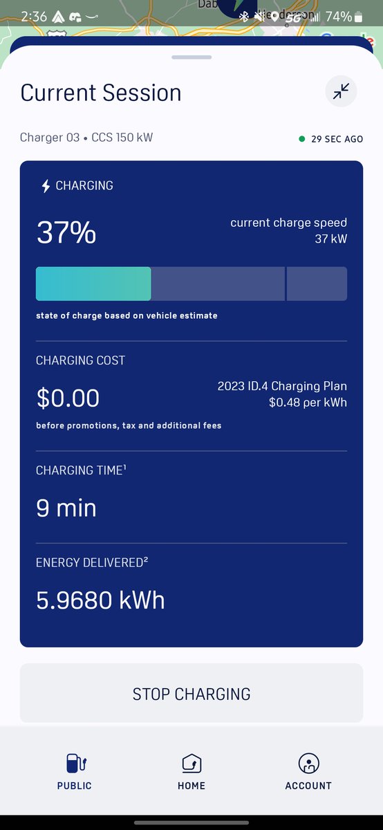 Hey <a href="/ElectrifyAm/">Electrify America</a>, what's up with my charging speeds dropping from 87kW, to 72kW, then down to 36kW? Never had a bad experience before, but leaving after 10 minutes because it only filled up ~6kW was rough.