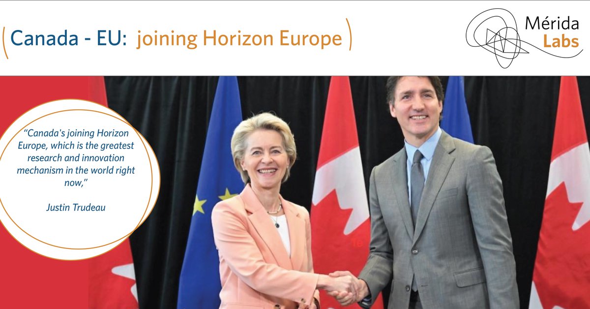 🇪🇺🇨🇦Canada will join Horizon Europe, the EU’s €100B programme for research and innovation. lnkd.in/gR8vPXBs Trudeau made the announcement in Newfoundland during a Summit with European Council President Charles Michel and European Commission President Ursula von der Leyen.