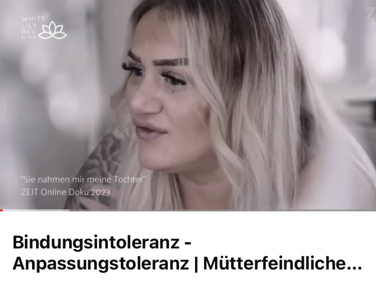 Mit #Bindungsintoleranz soll eigentlich der Platz von Mutter und Kind auch nach der Trennung kontrolliert und die Mutter diszipliniert werden. - Bindungstoleranz ist eine Waffe gegen gewaltbetroffene Mütter &amp; Kinder. 
#whitelilyrev #Taggegengewaltanfrauen
youtu.be/ZuFbQN1PDm0