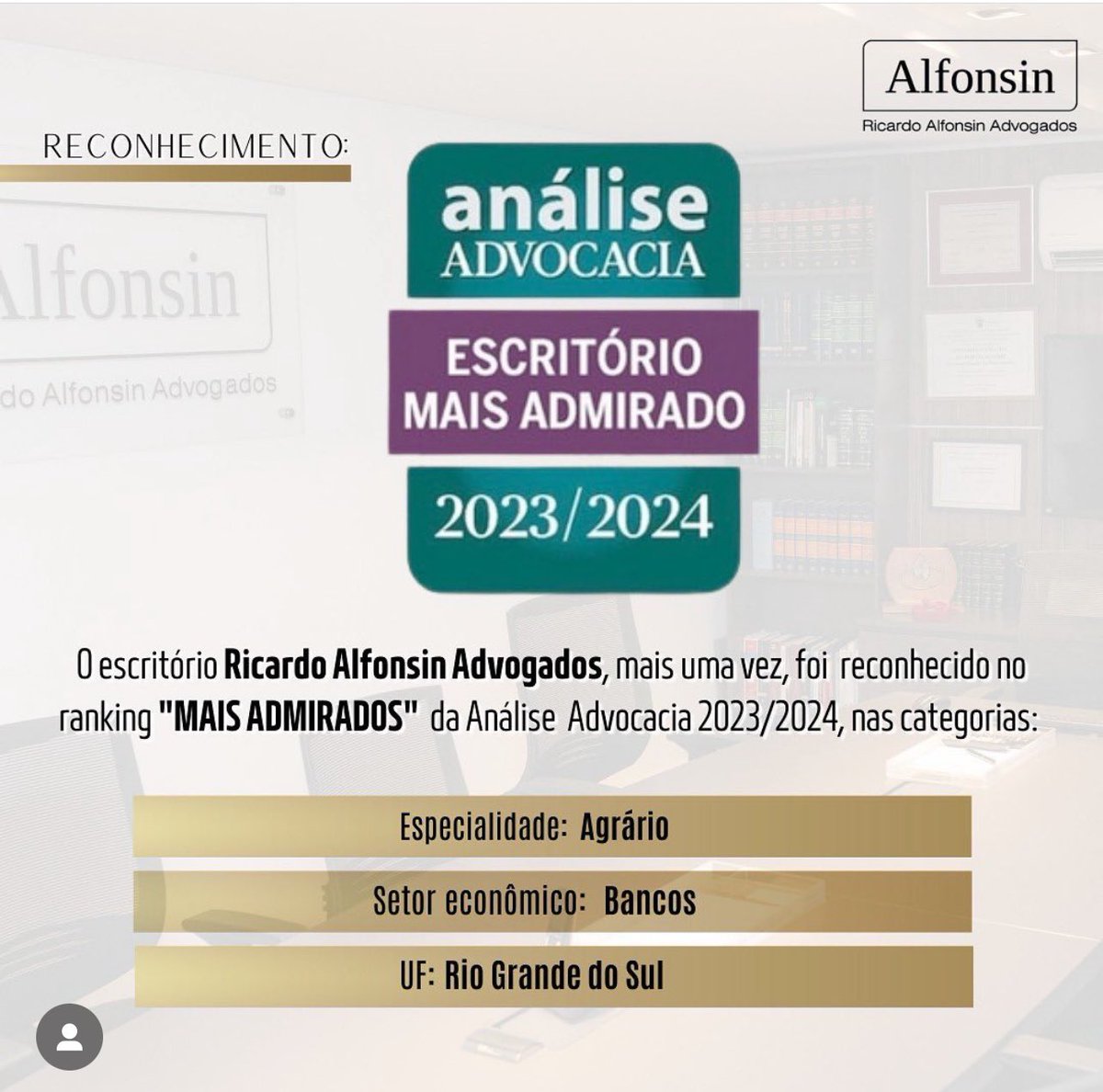 pedroalfonsin's tweet photo. Alfonsin Advogados entre os escritórios de advocacia mais administrados do Brasil em duas categorias: agronegócio e setor econômico bancário. Além disso, estamos entre os mais admirados do RS de maneira geral. 
Parabéns aos sócios e equipe! https://t.co/85a6wIGfUE