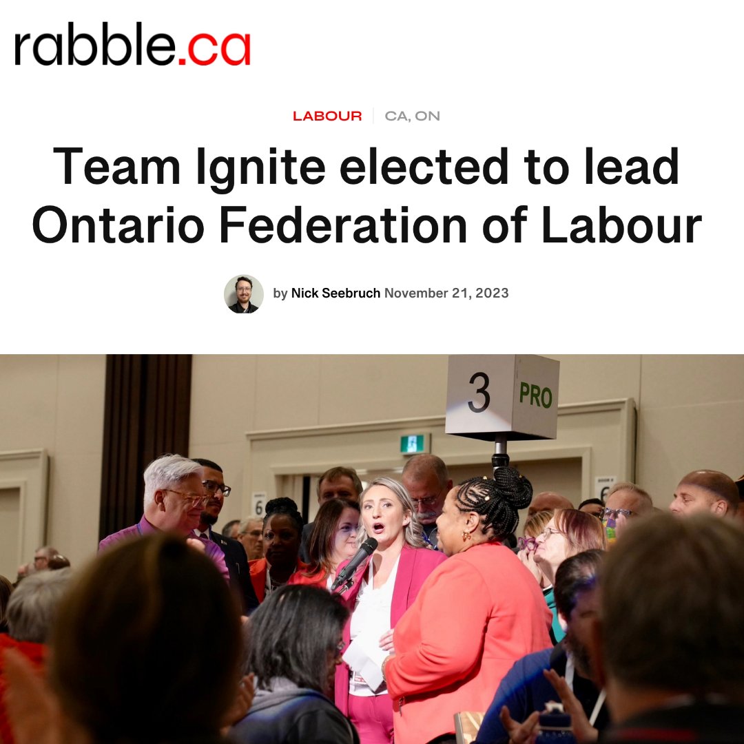 Team Ignite elected to lead Ontario Federation of Labour Read full article: rabble.ca/labour/ontario… #EnoughIsEnough #OFL2023 #OnLab #OnPoli