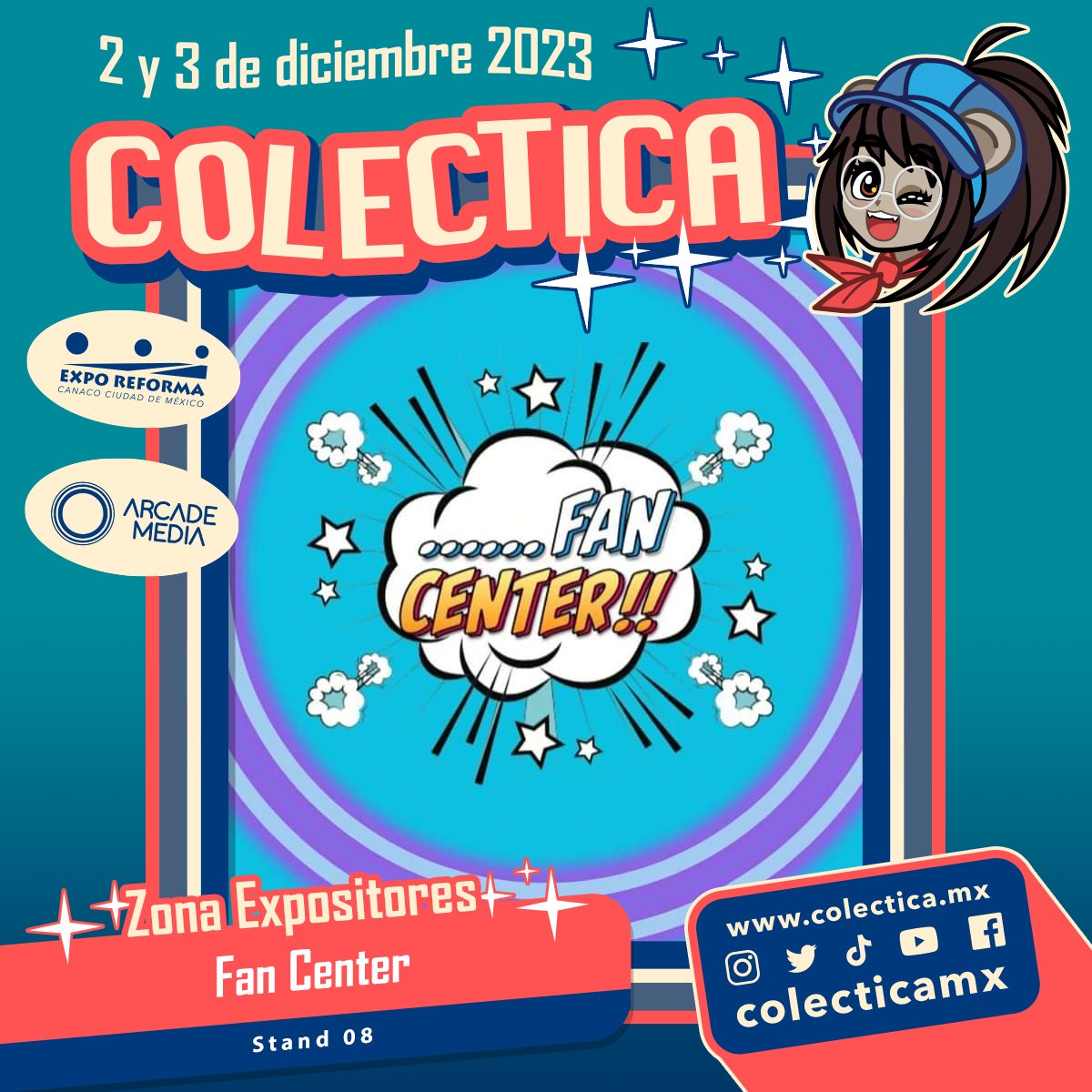 ColecticaMX's tweet photo. Confirmamos a #FanCenter   como parte de nuestros expositores, ven a visitar su espacio y participa en las dinámicas que tendrán en el evento.
¡No te los puedes perder!

📷 Expo Reforma CDMX
📷 2 y 3 de Diciembre 2023
📷 https://t.co/L2e23c530j https://t.co/2RrfJI9pdU