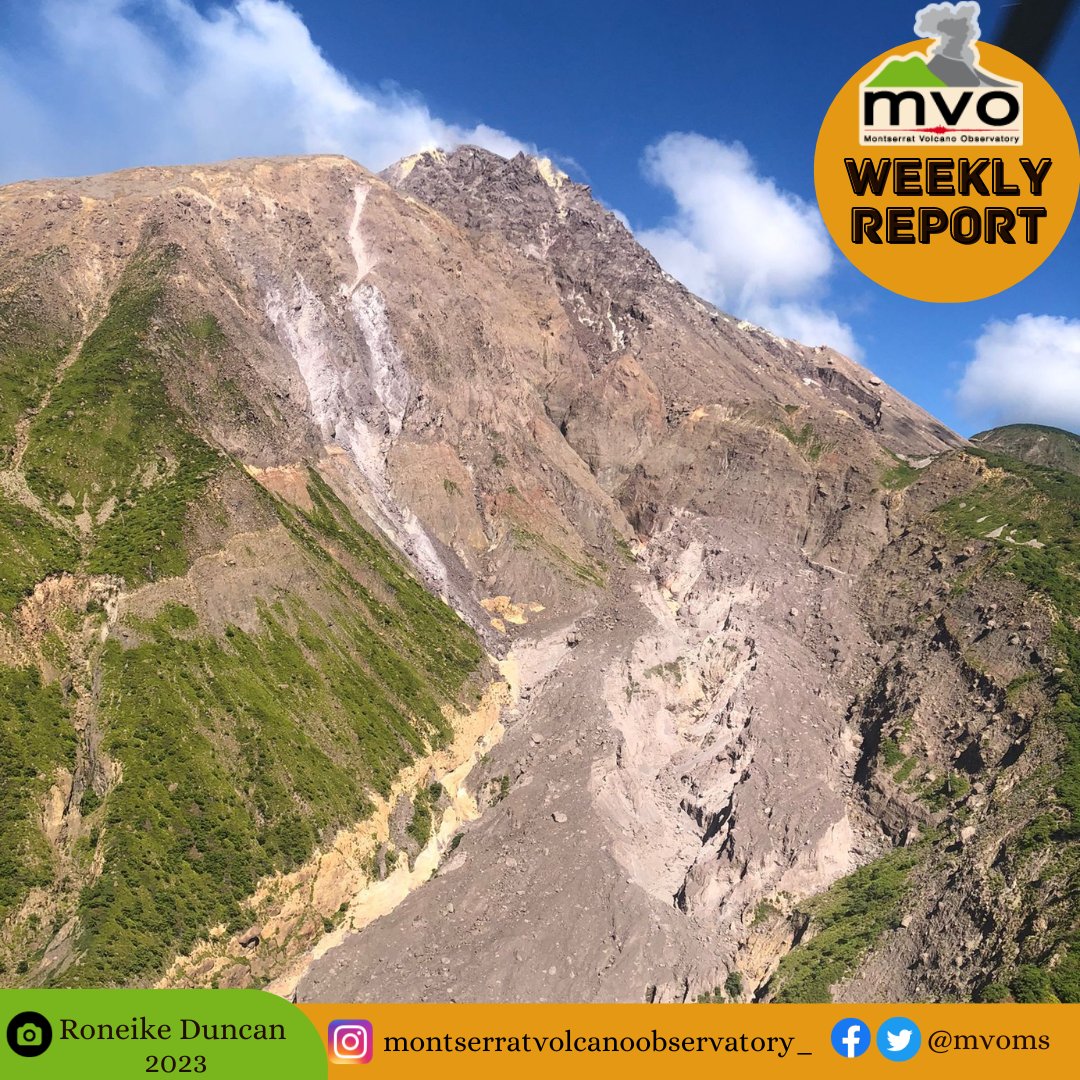 mvoms's tweet photo. #MVOWeeklyReport for the period 17  to 24 November 2023. This report along with additional information on the #SoufrièreHillsVolcano and the Hazard Level System can be found at the #MVO website: https://t.co/Rg7OEBPl1W. https://t.co/f0KfWFD1yf