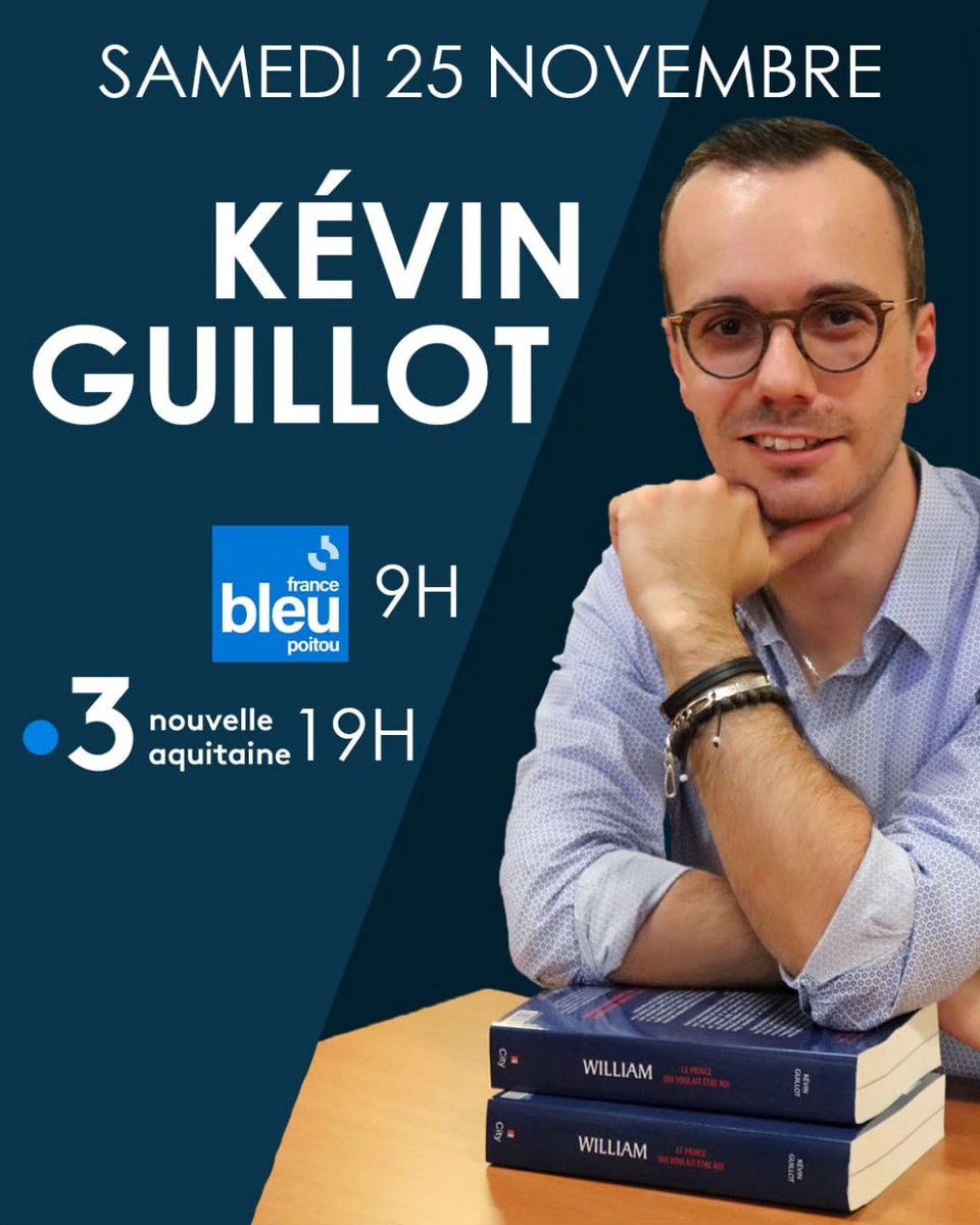 🎬 Retrouvez Kévin Guillot demain sur 👇

🔹️ <a href="/francebleu/">Guédon Laurent</a> Poitou à partir de 9h
🔹️ <a href="/France3NoA/">.3 NoA</a> au JT de 19h

👑 Pour aborder sa carrière d' #historien, son livre sur le #princewilliam et bien sûr la #familleroyale !