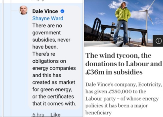 Cartoonhead8's tweet image. #JustStopOil #ecotricity #dalevince now you know why he gives money to the climatetards he only makes money deo. Subsidies as the turbines are ineffective just like forest green, what he isn't aware of yet is a documentary is in its final edit from a whistle-blower from DEFRA.