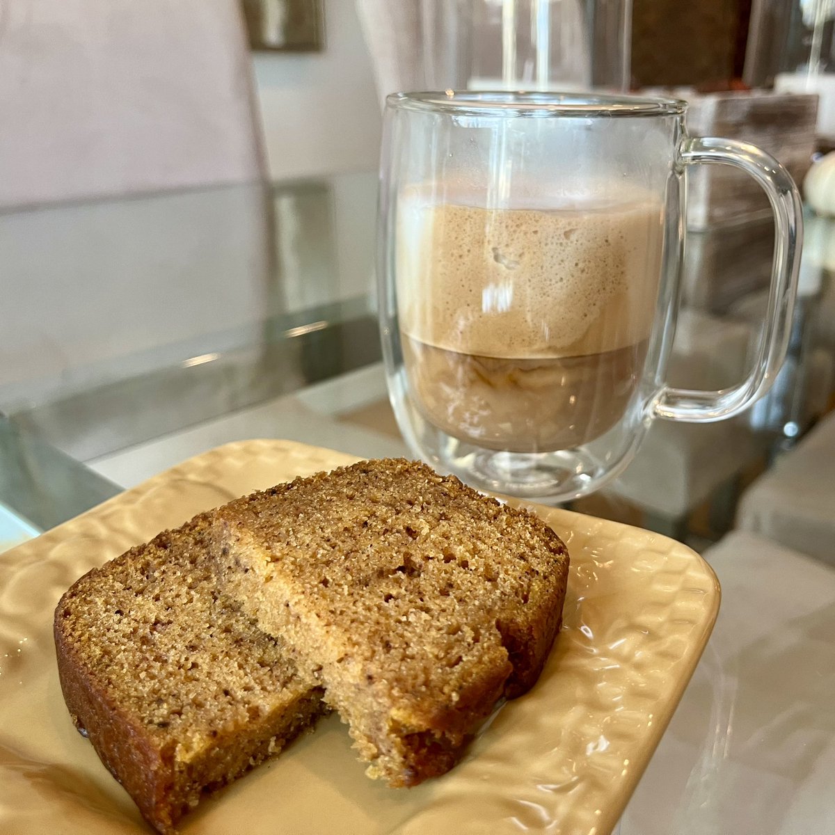 Cappuccino. Pumpkin bread.   💕😋 #perfectsnack #Philly #foodie