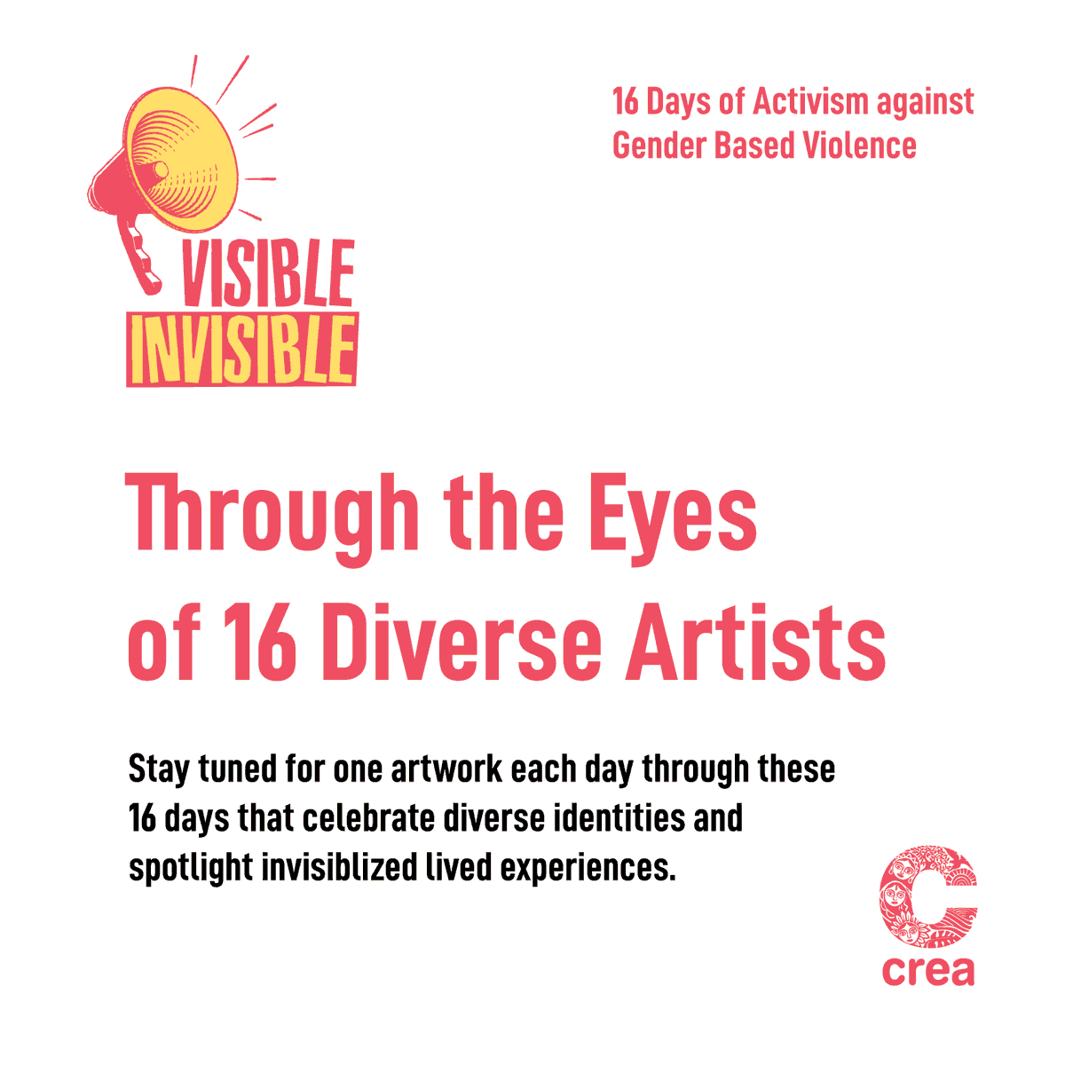 ThinkCREA's tweet photo. Through the Eyes of 16 Diverse Artists
#16DaysofArtivism 
Stay tuned for one artwork each day through these 16 days that celebrate diverse identities and spotlight invisibilized lived experiences. 
#ThinkCREA #16DaysOfActivism https://t.co/n5gOfwnm1f