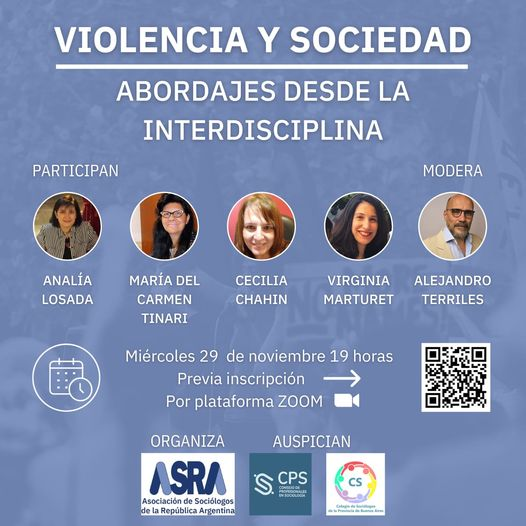 ASRAOK's tweet image. Los invitamos a la charla Violencia y Sociedad | Abordajes desde la interdisciplina, organizada por @ASRAOK  y auspiciada por el @cpsociologia.
Será virtual, el miércoles 29/11 a las 19 hs. Abierto y gratuito. Inscribirse en  forms.gle/Z7hedjk8N7gA8f…
Les esperamos!