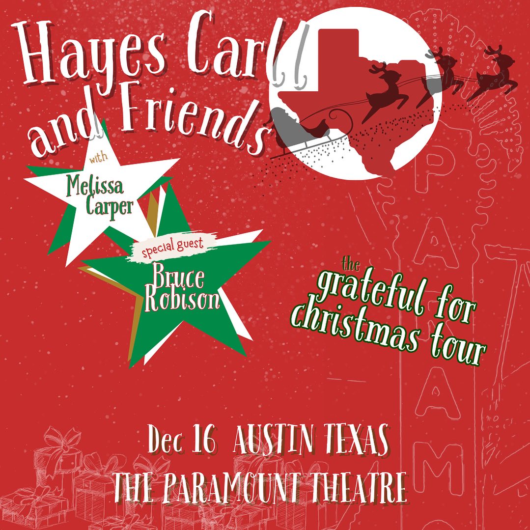 Coming up next month, will be joining @hayescarll with Melissa Carper at the @ParamountAustin on December 16th Go to hayescarll.com for tickets!