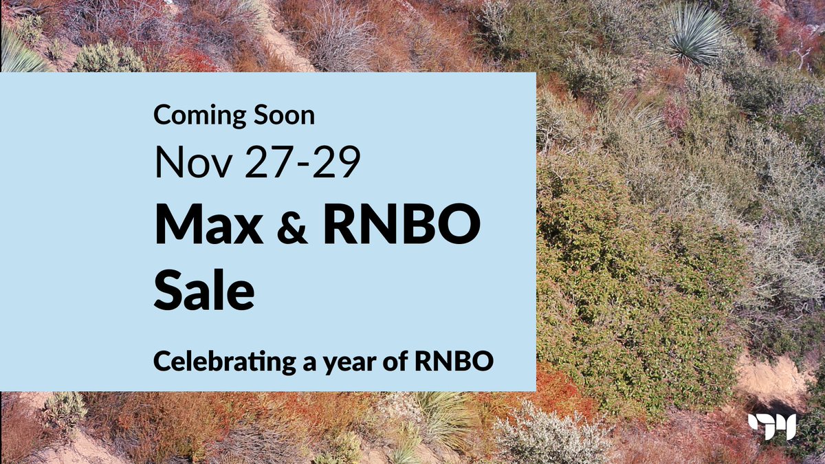 cycling74's tweet photo. Join us this Monday in celebrating one year of RNBO with a special 3-day sale on all Cycling '74 software and books. https://t.co/Ape81JxFDX