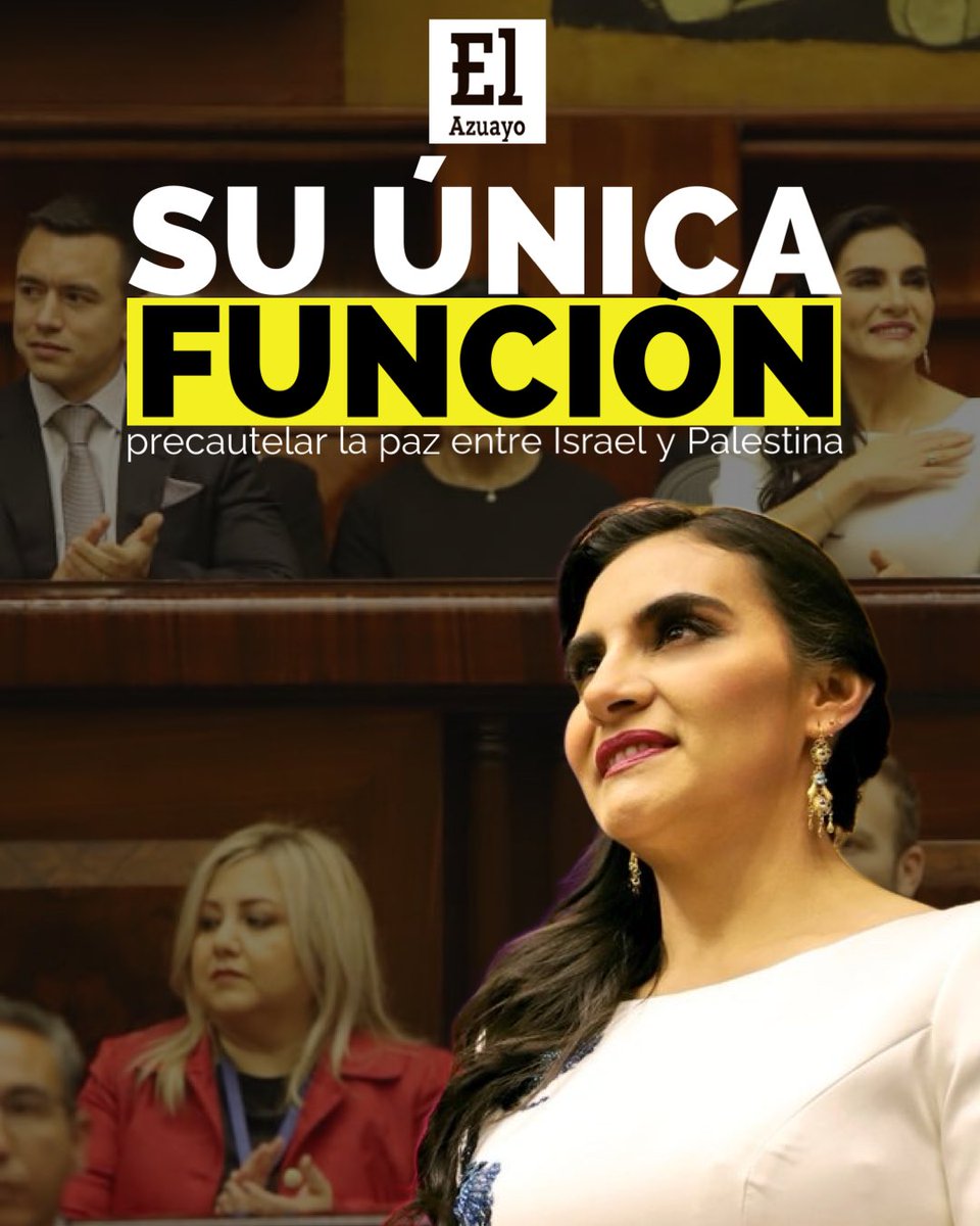 🇪🇨 #Noboa, asignó como única función a la vicepresidenta, ser "colaboradora para la paz y precautelar el escalamiento de la conflictividad entre Israel y Palestina". Para el cumplimiento de estas funciones ella estará en la oficina de la Embajada del #Ecuador. @QuejasCuenca
