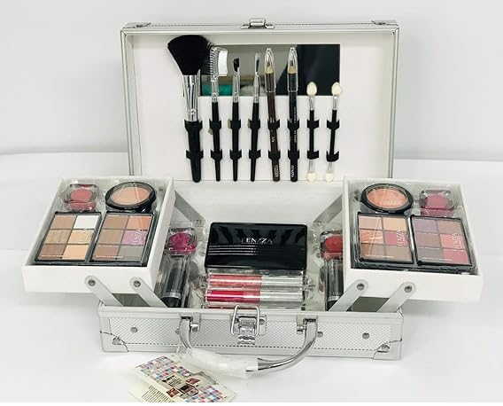 Maleta Prata com Kit de Maquiagem – Fenzza