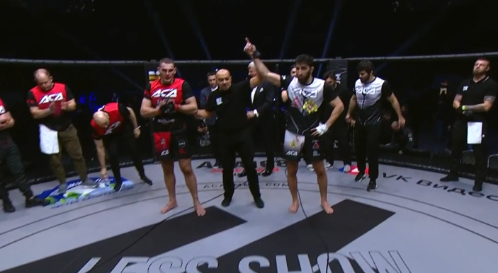 Grabaka_Hitman's tweet photo. Ibragim Magomedov def. Mikhail Dolgov via unanimous decision, moves to ACA Middleweight GP semfinals to face Magomedrasul Gasanov #ACA166 https://t.co/IerFF6d6dY