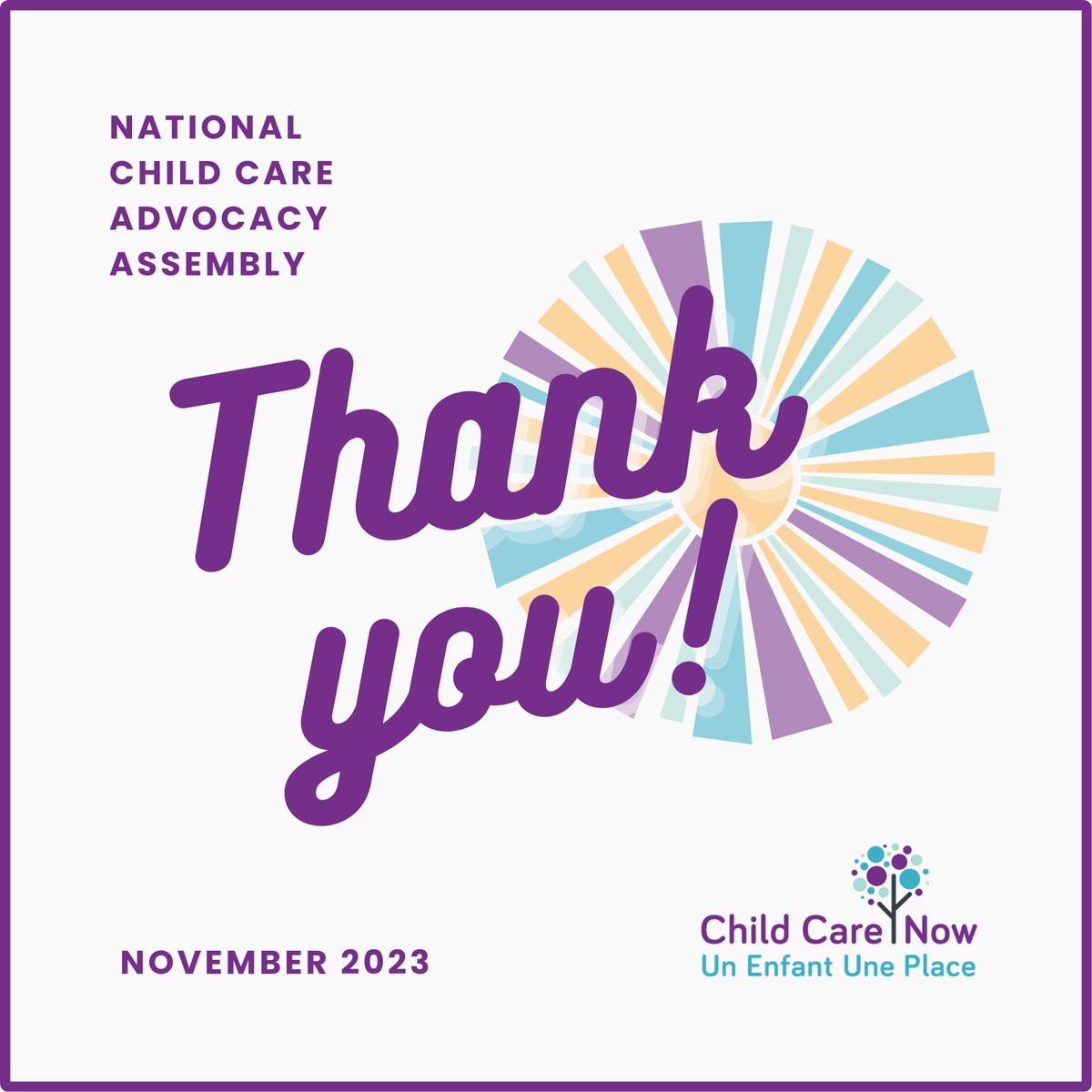 Thank you to all participants for making last weekend’s National Child Care Advocacy Assembly such a productive success! 

Next up, we invite all child care advocates to join us in marking the National Day of Action for Child Care and Early Learning on November 30th.