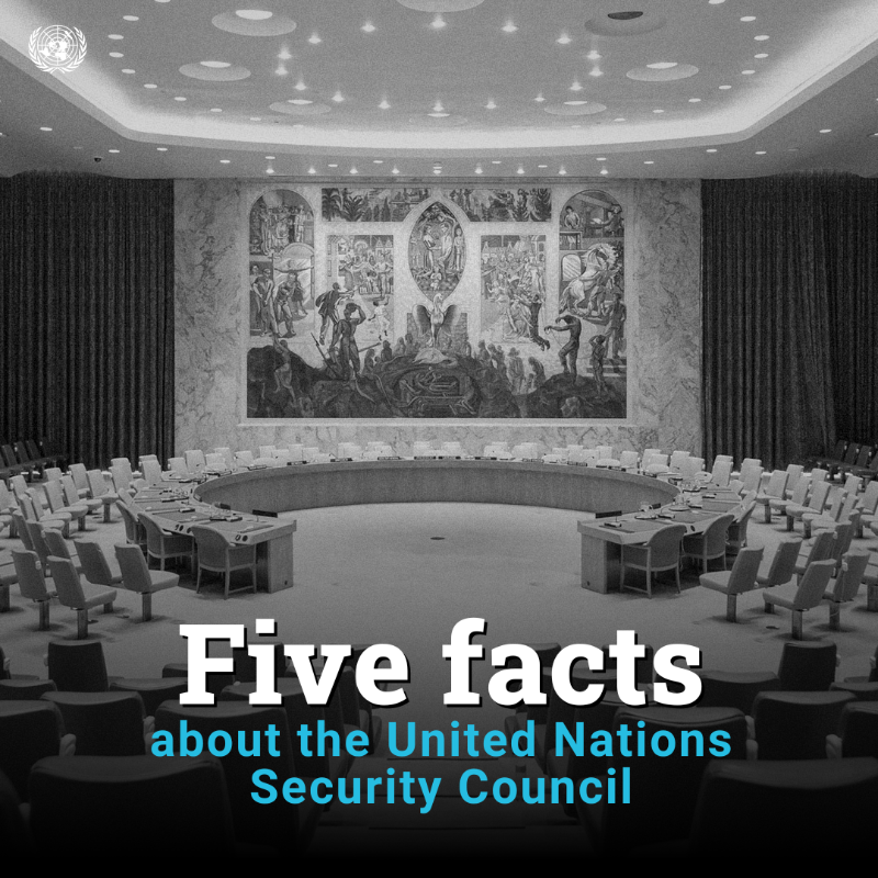 UN's tweet photo. The Security Council is made up of 15 UN member countries.

Its primary responsibility is the maintenance of international peace &amp; security.

➡️ Scroll through to learn more.