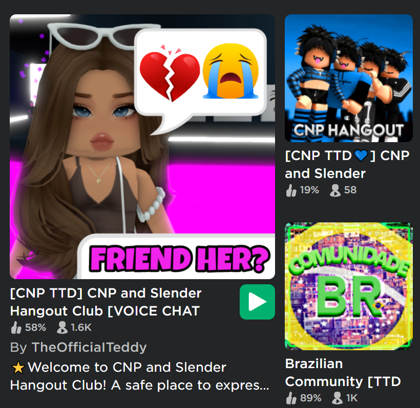 CNP TTD] CNP and Slender Hangout Club [VOICE CHAT - Roblox