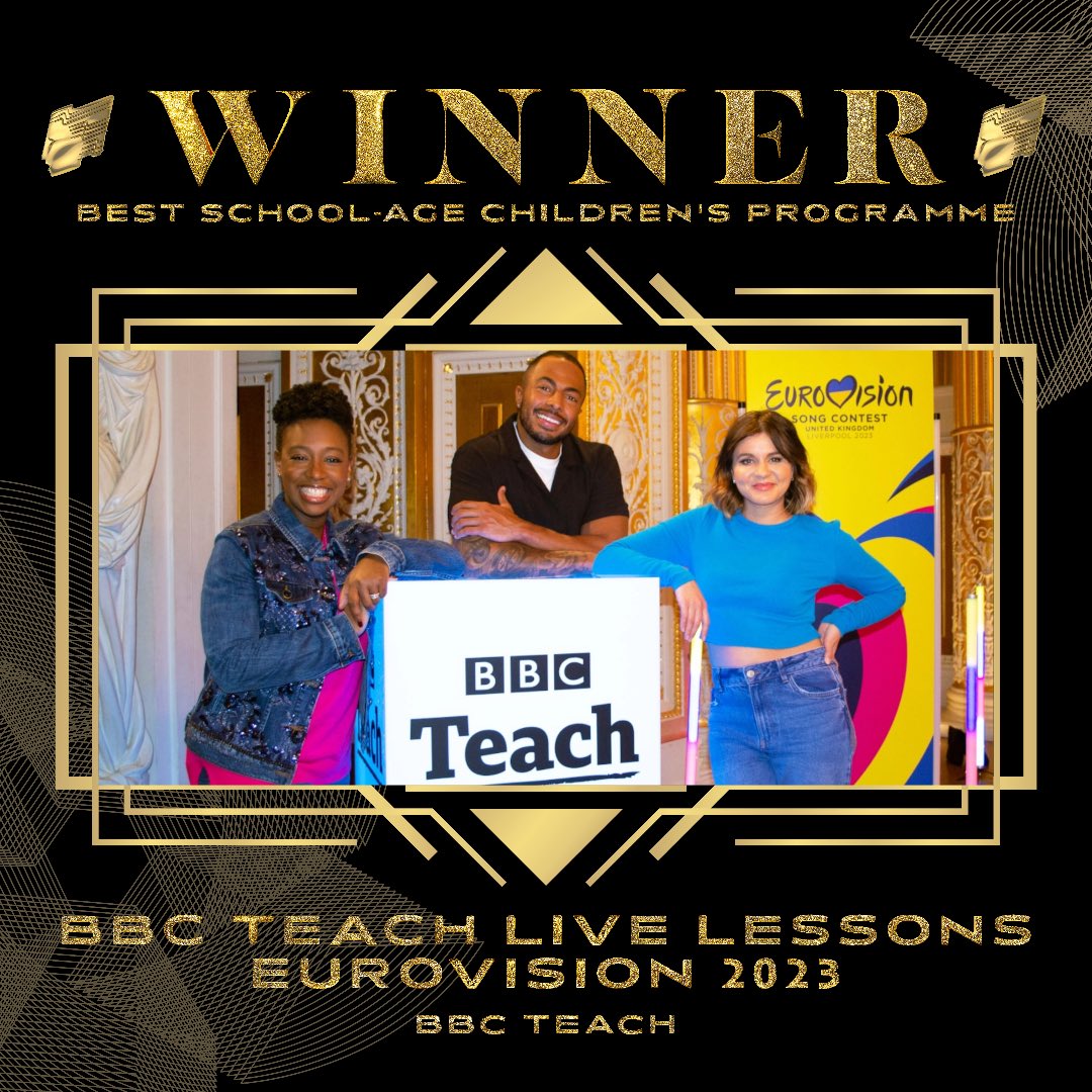 RTSNW's tweet photo. 🏆 Best School-Age Children's Programme 🏆 

Hats off to @BBC_Teach #LiveLessons 🎩🎉 #eurovision @BBC

#RTSNWAwards #BBC #Eurovision #BBCTeach #RTSNW #RTSNWAwards23 #Awards #Manchester https://t.co/q2jTqMOP0j