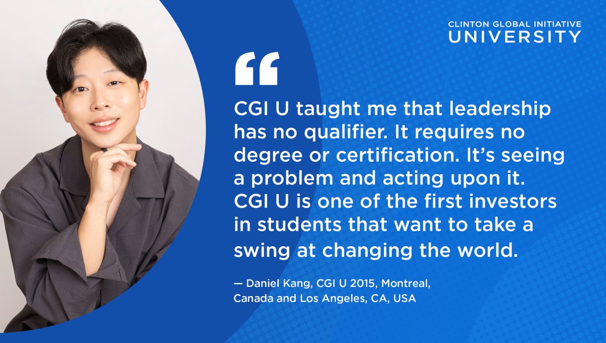 Clinton Global Initiative University (@cgiu) on Twitter photo Thank you <a href="/itsdankang/">Daniel Kang</a> for sharing your CGI U story! Without individuals like yourself supporting CGI U it would not be possible for us to invest in emerging leaders & global changemakers. bit.ly/3sOluXZ #givingback #CGIU #givingtuesday Thank you <a href="/itsdankang/">Daniel Kang</a> for sharing your CGI U story! Without individuals like yourself supporting CGI U it would not be possible for us to invest in emerging leaders & global changemakers. bit.ly/3sOluXZ #givingback #CGIU #givingtuesday