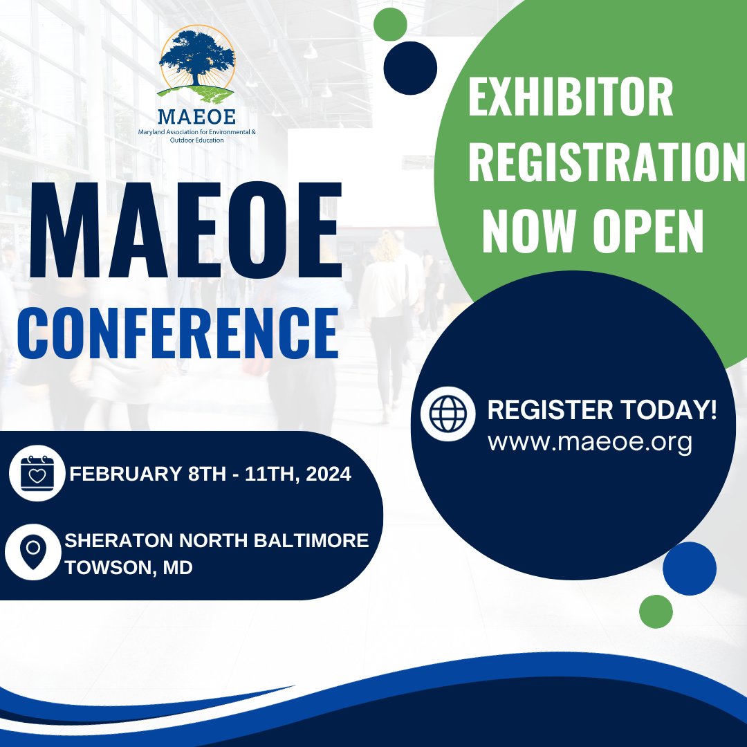Interested in Exhibiting at the MAEOE Conference? 🌿 Over 600 attendees at the Towson, Maryland Conference Feb 8 - 11 . Register at maeoe.org 🌏💚 #MAEOE 2024 #MAEOEConference