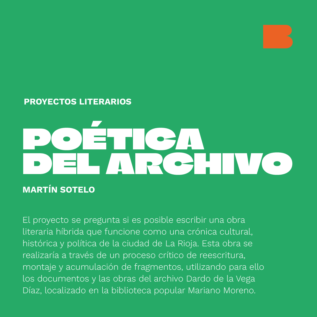 Estxs son lxs ganadores de las Convocatorias Especiales 💥

Martín Sotelo (La Rioja, 1992) es escritor, gestor cultural, promotor literario y uno de lxs 7 ganadorxs de la convocatoria Proyectos Literarios con su proyecto Poética del archivo.

¡Felicitaciones! ✍️ #LaBienal10Años