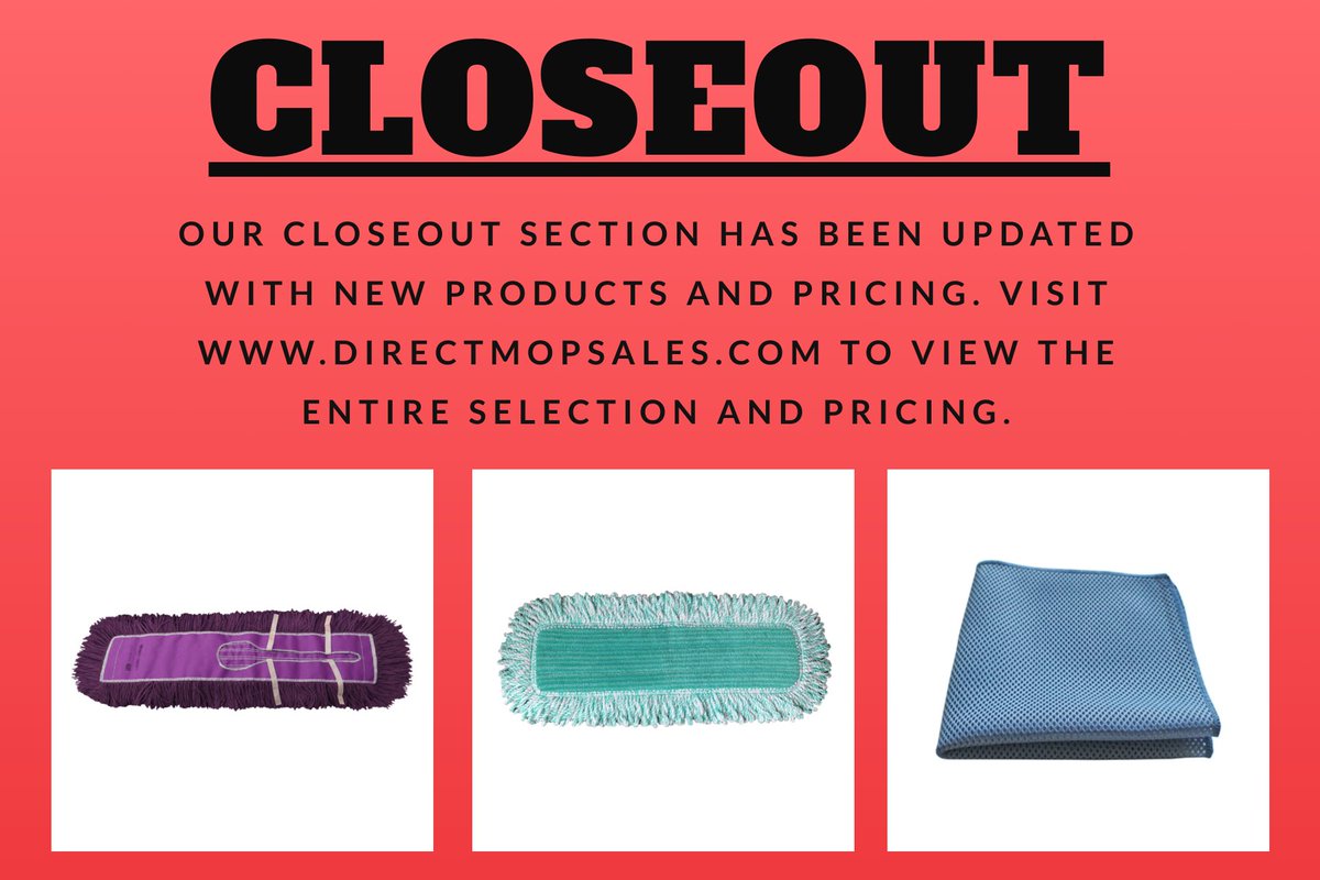 CLOSEOUT UPDATES!

We have made updates to our closeout section. As always, free shipping on orders over $100. Visit directmopsales.com for full program details.

directmopsales.com/closeout-s/117…

#microfiber #cleaning #janitorial