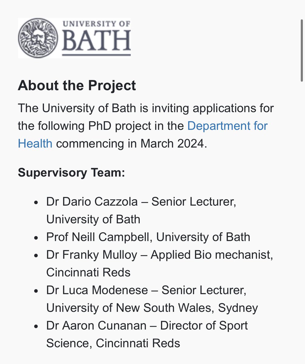 FrankyMulloy's tweet image. 🚨 Fully funded industry-embedded PhD with @UniofBath x @Reds 🚨 

Proud to announce this exciting partnership with @darione581 @releasethegecko @Modenaxe

Subject specific modelling in pitchers. Deadline: 4th Dec 📆 👀

International applications welcome:
tinyurl.com/bwvtfxsj
