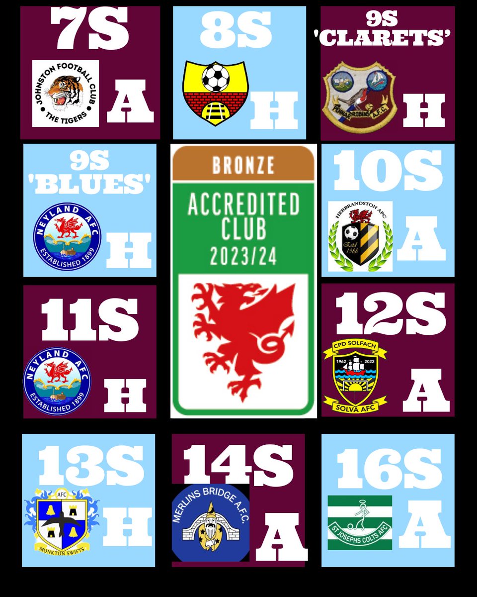 Tomorrows Mini Jnr and Snr Fixtures!!
Good luck all!! 🐗