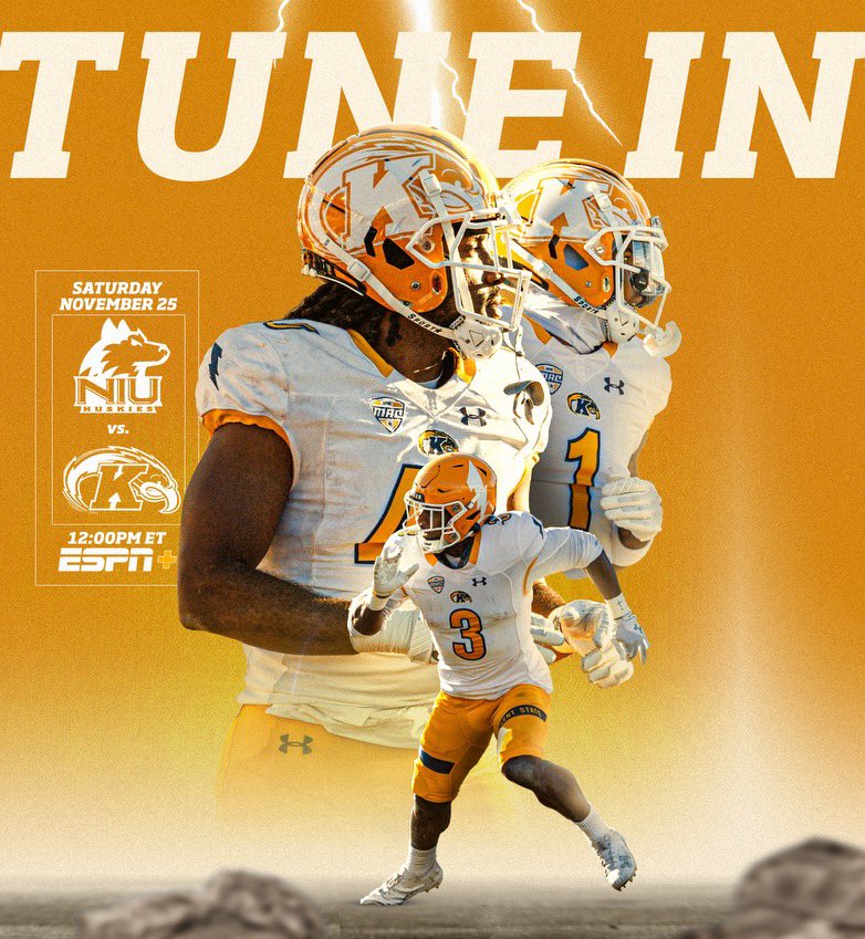 TUNE INTO SENIOR DAY. 

⏰ 12:00 PM EST
📅 Saturday, November 25th
📍 Dix Stadium 
📺 ESPN+

#KentGRIT⚡️