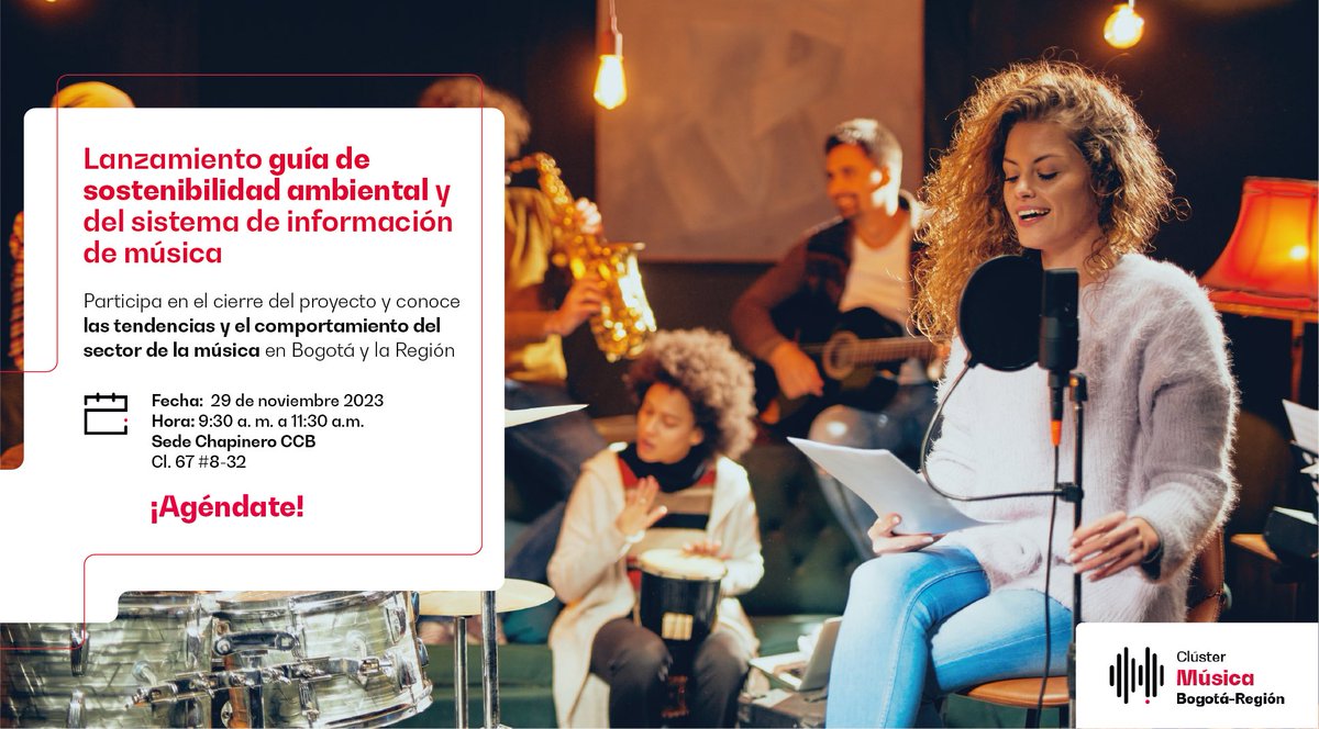 BOmm_Bogota's tweet photo. Acompáñanos al lanzamiento de la ‘Guía de sostenibilidad ambiental del sector de la musical’ y la actualización de resultados del Sistema de información del sector de la música en Bogotá – Región. 😎🎶

Inscríbete 👉https://t.co/q9brYyyBe2 https://t.co/f1SXkXO1H6
