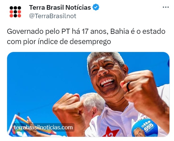 RubinhoNunes's tweet photo. Curiosidades sobre a Bahia:

• tem os PIORES índices de criminalidade
• tem a MAIOR taxa de desemprego 
• É o estado brasileiro com MAIS TEMPO de governo do PT

Mas é tudo coincidência, tá? https://t.co/wu0HNfjUqF