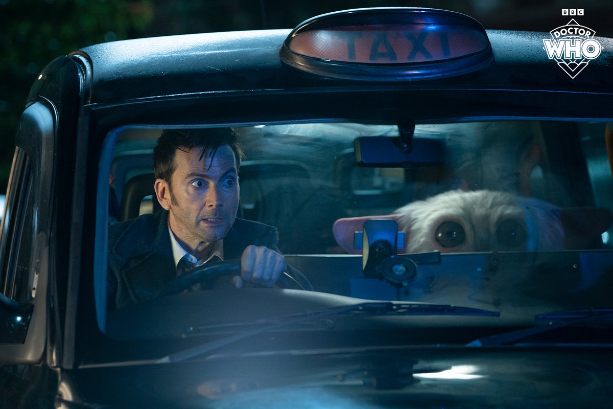 bbcdoctorwho's tweet photo. 6:30PM GMT please driver, quick as you like! 🚕 #DoctorWho https://t.co/0yAolrC54m
