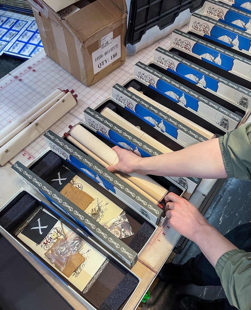 hotdeernicorn's tweet photo. Fall of Magic is in stock! Look at all of these beautiful boxes and scrolls, each one containing countless stories within 📜 #fallofmagic https://t.co/xD1tmYqVmp