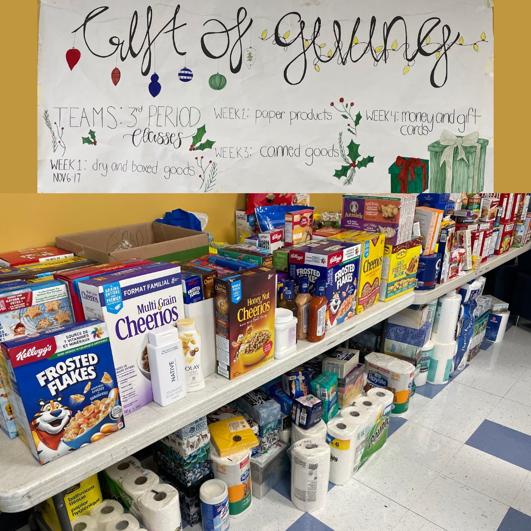 The annual ECHS Gift of Giving campaign is in full swing! ECHS students and their families are encouraged to donate items that follow the week's theme. We will bless two families in our community with close to a six-month supply of essential household and pantry items!