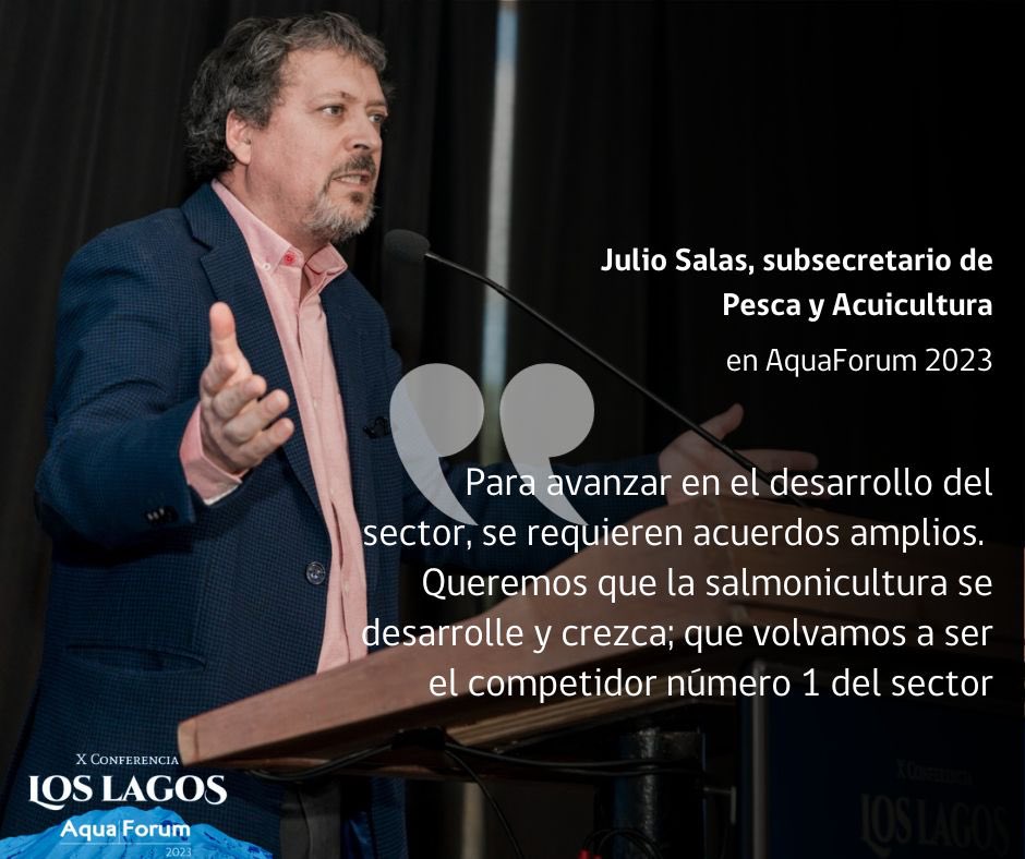📍 [#AquaForum 2023]
El subsecretario de Pesca y Acuicultura, Julio Salas, estuvo presente en el Encuentro de la Acuicultura realizado en las Región de Los Lagos. 
En dicha oportunidad, se refirió al gran potencial que tiene Chile en la industria. 

📸: B2B Media Group