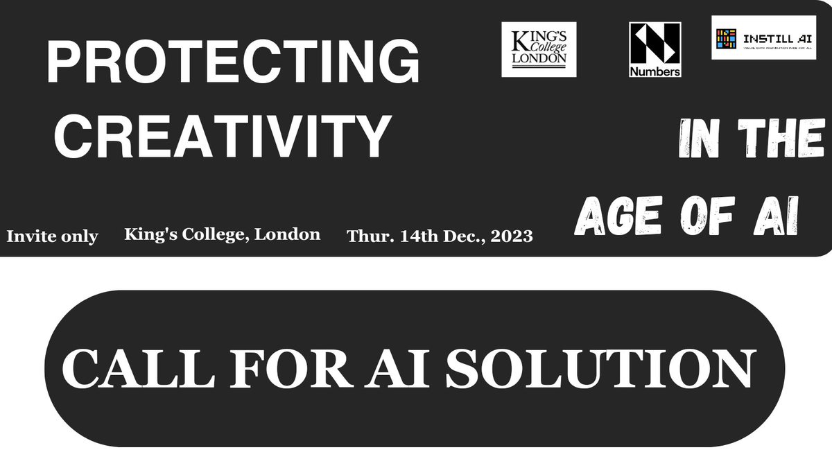 emmerson017's tweet photo. We're in search for qualitative and sustainable solutions for "Protecting Creative Copyright in the AI Age".
Enlighten us with your thoughts and showcase your level of expertise at our Talks Show on 14th December, 2023 at King's College, London.
1/
#NumbersProtocol #HBDNUM https://t.co/j2fA5t02Py