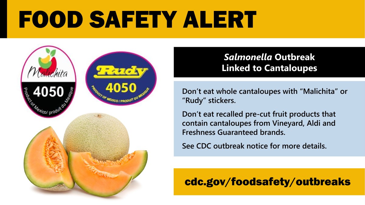 SALMONELLA OUTBREAK UPDATE: 99 people sick in 32 states, including 45 hospitalized and 2 deaths. More whole and pre-cut cantaloupe have been recalled. Throw them away or return them: bit.ly/3R3jswt
