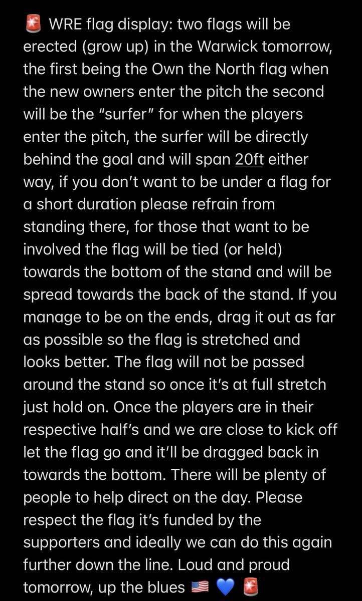 FlagsforUnited's tweet photo. Tomorrows plan, hopefully the peeve and the own the north flag will get a run out in the fan zone prior to the game also, Retweet please. 

Up the blues. https://t.co/oWAPQJ31Ri