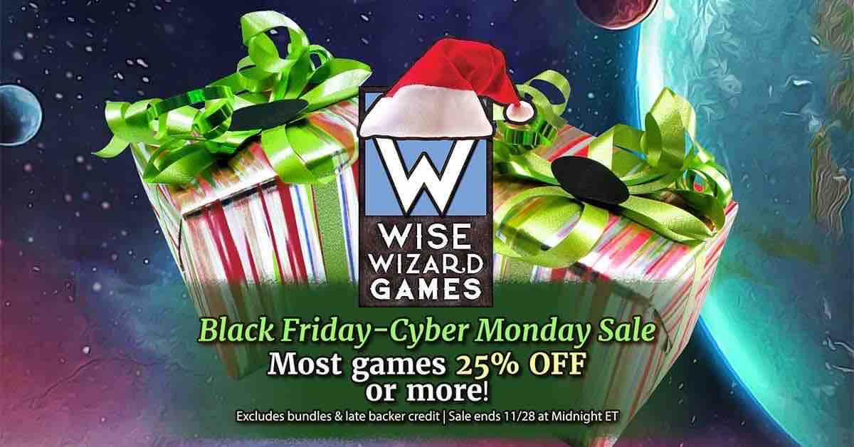 Here’s a reminder that we’re doing an awesome Black Friday sale! 25% off most items in our store.

It’s the perfect time to buy a gift for yourself 👀 or a loved one.🎁

 👉 shop.wisewizardgames.com